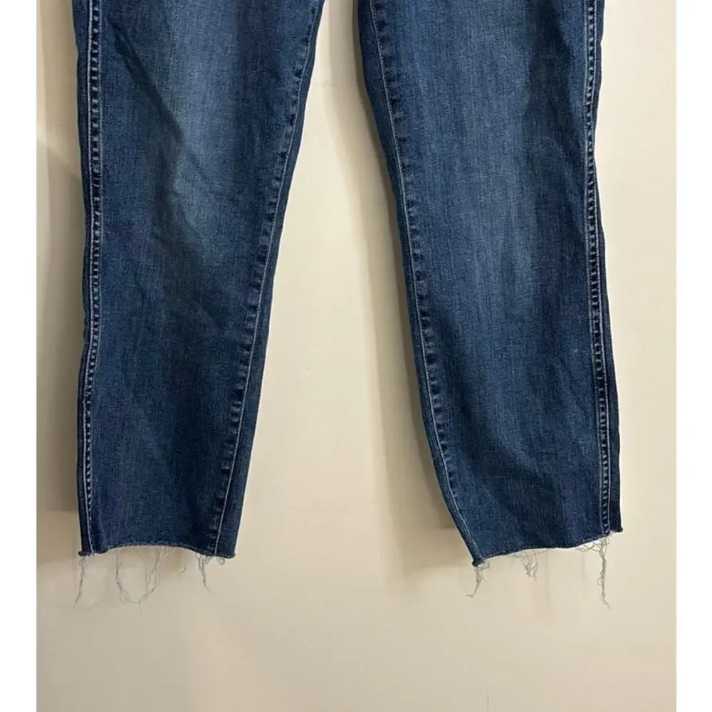 J. Crew Jeans Womens 26 Blue Vintage Straight High Rise Button Fly Raw Hem